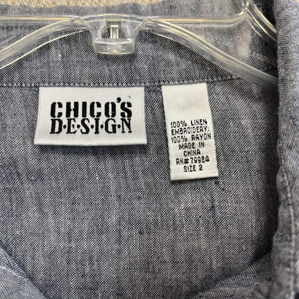 Chico’s Design Linen and Rayon Embroidered Top size 2 - Picture 5 of 6